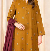 Grace Z-(S1282) - Stitched Embroidered 3pc Lawn Dress With Printed Munar Dupatta